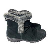 Khombu Womens Lisa Boots Size 8 Black Suede Faux Fur - $13.49