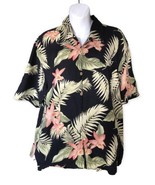 Jamaica Jaxx Hawaiian Shirt Mens Medium M Black Floral Plumeria Flowers ... - £11.93 GBP