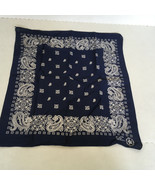 vintage blue paisley print bandana scarf  head covering hankerchief  cot... - $19.75