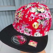 Floral Hawaiian Red Headlines Snapback Baseball Cap Hat 100% Cotton - £11.05 GBP