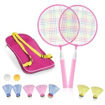 Badminton Rackets For Children,12 In 1 Shuttlecocks Racquet Sports Set W/Lightwe - £20.29 GBP