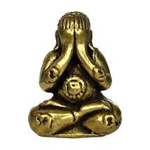 Phra Pidta Thai Amulet Vintage Brass Gold Magic Charming Lucky Wealth A.D.1976 - £13.54 GBP