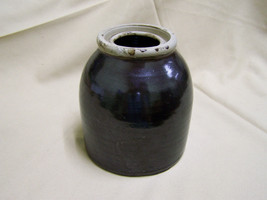 Vintage Dark Brown Pottery Jar hand spun glazed ceramic antique jug honey pot? - $39.60