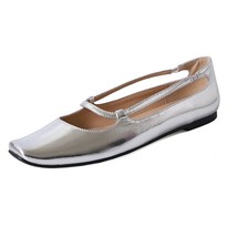 34-39 Golden spring new sheepskin square head women&#39;s shoes lace low heel silver - £76.96 GBP