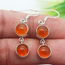 Silver Amber Earrings 925 Sterling Handmade Gemstone Jewelry Gift For Her - $25.13