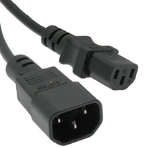 1ft Computer Power Extension Cord (NEMA C14 to C13 Plug) 18AWG Black - $15.99