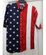 RedHead Red Head Mens Shirt Stars n Stripes July 4th Patriotic SS Cotton... - £23.00 GBP
