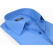 Men's Shirt By CASILA Turkey Cotton Blend Long Sleeves 502000-05 Solid Blue image 2