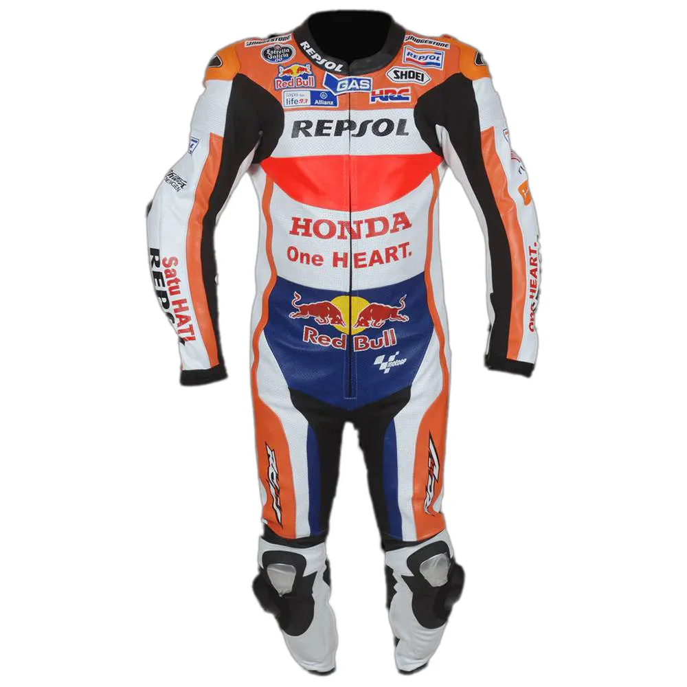 CUSTOM HONDA REPSOL COWHIDE MOTORCYCLE 1&amp;2 PIECE LEATHER SUIT CE-APPROVE... - $229.00