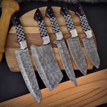CUSTOM HANDMADE FORGED DAMASCUS STEEL CHEF KNIFE KITCHEN KNIVES CHEF SET... - $88.21
