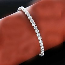 8.15Ct Round Simulated Diamond Tennis Bracelet 14K White Gold Plated Silver - £156.57 GBP