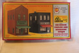 HO Scale, AHM, Ice Cream Parlor &amp; Boarding House Kit, #15501 BN Sealed Vintage - £47.18 GBP