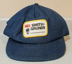 Vintage Sii Mining Smith-Gruner Blue Denim Men&#39;s Snapback Foam Padded Hat - £18.54 GBP