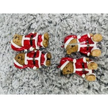 Set of 4 Miniature Ceramic Santa Bear Ornaments Christmas Holiday Hangin... - $9.41