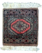 Alfombra anejo Uzbeko Bukhara hecho a mano 31cm x 33cm 1960s - 1C769 - $201.55 CAD