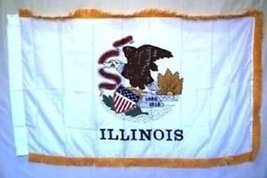 3X5 Illinois State Poly Nylon Sleeve with Gold Fringe Flag 3'X5' Banner - £21.06 GBP