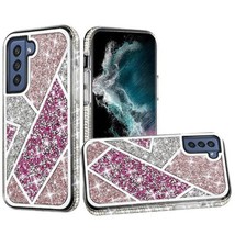 Rhombus Bling Glitter Diamond Shockproof Case Cover ROSE PINK For Samsung S22 - £6.84 GBP