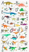 24&quot; X 44&quot; Panel Kids Dinosaurs Ancient Prehistoric Alphabet Fabric Panel D583.74 - £7.32 GBP