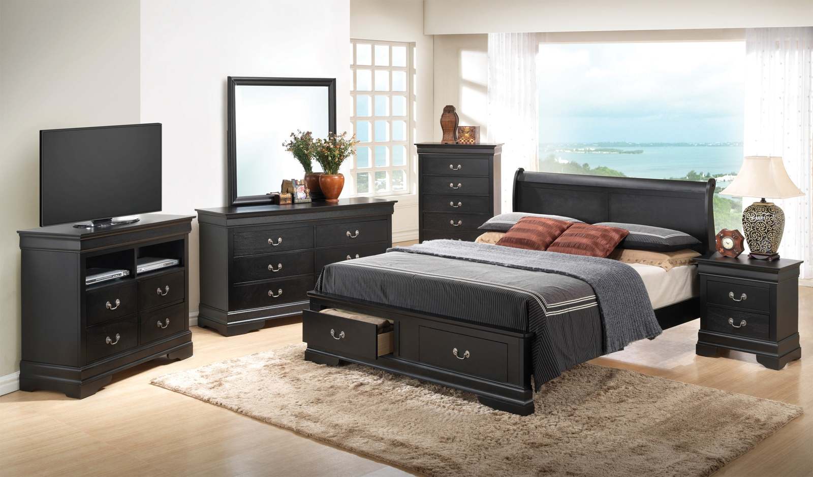 Sleek Black King Storage Bed | Smart Storage & Functionality - Beds ...