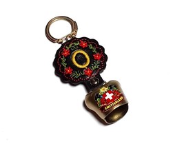 Switzerland Swiss Cow Bell Letter O Metal Floral Embroidered Leather Key... - £8.64 GBP