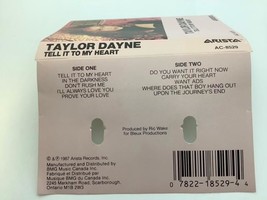 Taylor Dayne Cassette Tape Tell It To My Heart 1987 Arista Records AC-8529 - £6.45 GBP