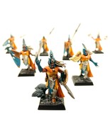 WFB Wood Elf Eternal Guard 7x Hand Painted Miniature Plastic Fighter Cleric - £98.77 GBP