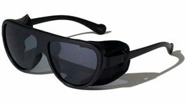 Classic Aviator Sunglasses w/Faux Leather Side Shield Wind Guards (Matte... - $12.69