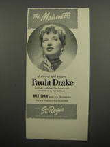 1951 Hotel St. Regis Ad - The Maisonette at dinner and supper Paula Drake - £14.78 GBP