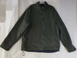 LL Bean Mens Dark Green Full Zip Wool Blend Jacket Size XL Band Collar OHMN7 - £21.95 GBP