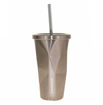 Starbucks Grande Chiseled Cold Cup 16 oz Rose Gold Tumbler Stainless Steel - £43.75 GBP