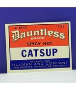 Ketchup label vintage Mallorys tomato catsup Dauntless Hulman Mattoon Ev... - £7.71 GBP