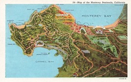 Californis Monterey Map Of Monterey Peninsular Ca K44 - £7.92 GBP