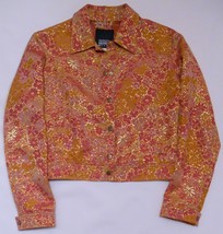 GIANFRANCO FERRE JEANS Vtg Womens Cropped JACKET Floral Pink Orange Gold... - £70.75 GBP