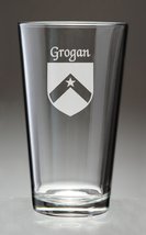 Grogan Irish Coat of Arms Pint Glasses - Set of 4 (Sand Etched) - $68.00