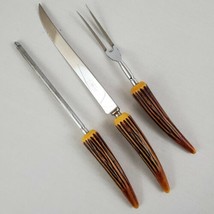 Crown Crest Vintage Carving Set 3pc Knife Fork Steel Faux Antler Handles England - £15.96 GBP