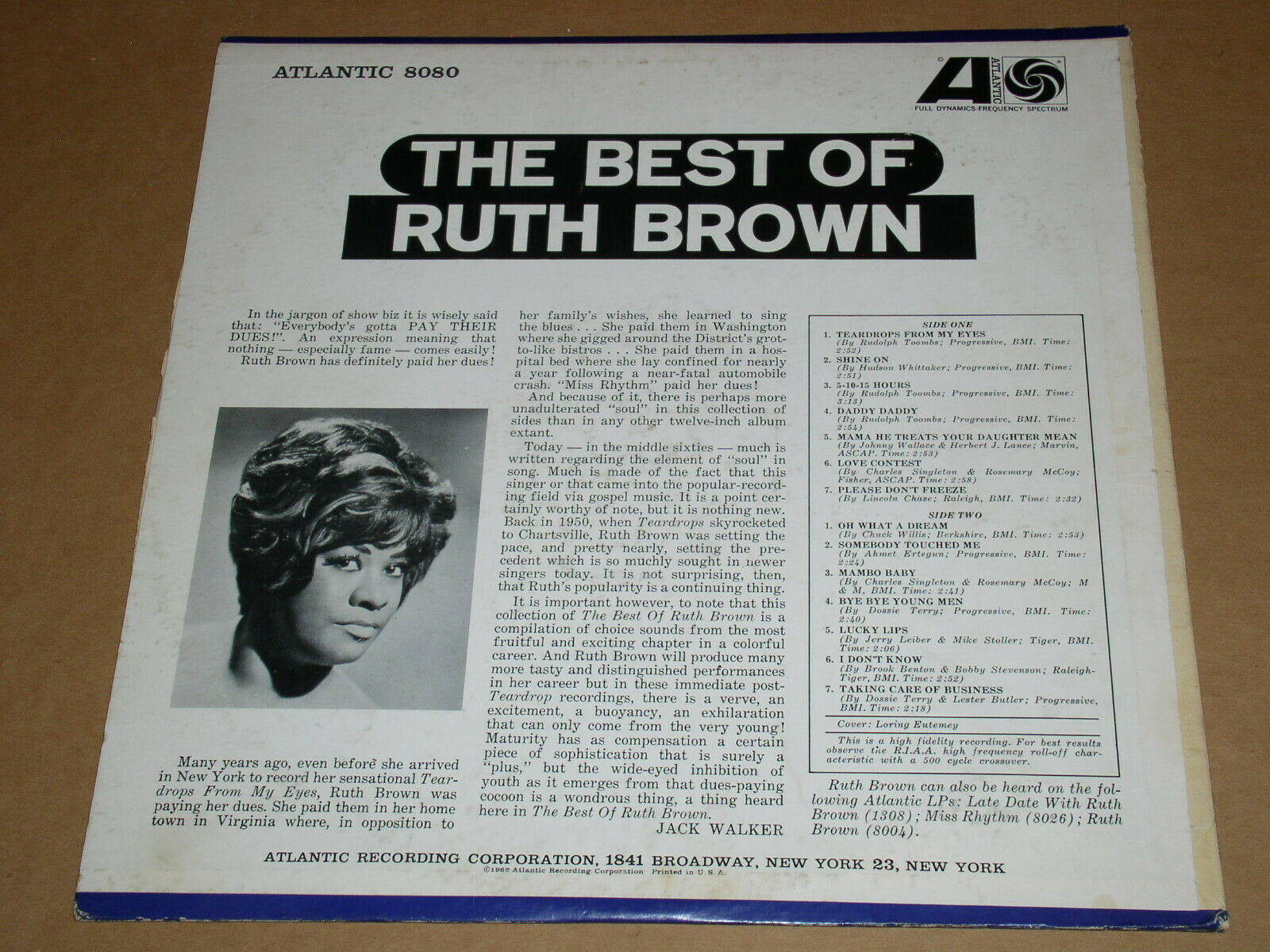 Ruth Brown The Best Of Ruth Brown Vinyl Record Album Vintag Atlantic ...