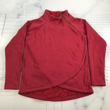 Athleta Sweatshirt Womens Medium Red Lagenlook Layered Shoulder Zipper - £46.72 GBP