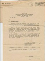 1946 War Department Happiness and Well Being Letter &amp; Envelope  - $27.72