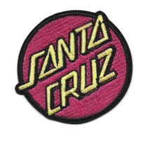 Santa Cruz Iron On Patch 3&quot; Skater Skateboard Red Round Embroidered Applique - £3.15 GBP