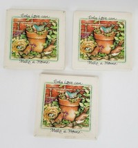 Srt of 3 Garden Birds Nest &quot;Only Love Can Make A Home&quot; Trivet Ceramic tile - £12.78 GBP