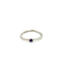 Sterling 18k White Vermeil Bamboo w/ Bezel Set Amethyst Ring Sz 5.50 - €55,17 EUR