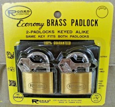 2 Piece Set Solid Brass Cylinder Padlock 1-5/8&quot; Keyed Alike 3 Keys per lock NEW - £8.87 GBP