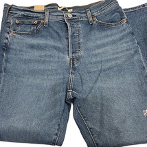 Levi&#39;s Wedgie Straight Stretch Denim Jeans 32 x 28 High Rise Cropped Dis... - $44.55