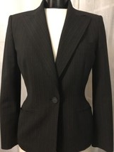 Anne Klein Women&#39;s Blazer Black Fully Lined Pinstripe Blazer Size 2 - £30.50 GBP