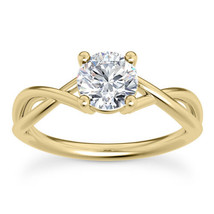 Yellow Gold Engagement Ring Round Shape Diamond Natural E VS2 Treated 0.92 Carat - £2,099.57 GBP