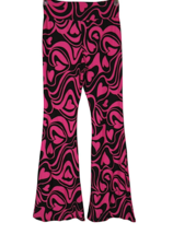 No Boundaries Leggings Pink Black Swirl Heart Flare Legging Stretchy Pants Sz M - £7.89 GBP