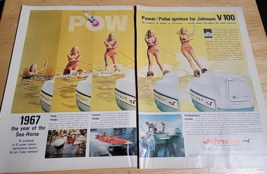 Vintage Ad Johnson Outboard Motor 1967 &#39;The Year of The Sea-Horse&#39; 2 Page Ad - £6.75 GBP