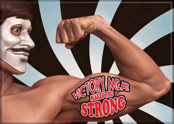 We Happy Few Video Game Victory Meat Makes You Strong Refrigerator Magne... - $3.99