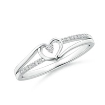 Angara Natural Round Diamond Split Shank Heart Promise Ring in 14K Gold (1.5MM) - $350.55