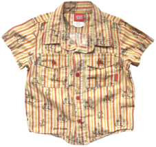 Paul Frank Pirate Ship Anchor Button Up Toddler Shirt sz 3T Stripes USA 2005 - £15.60 GBP